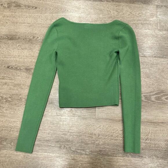 Abercrombie + Fitch Womens Size XS Green Sweater Corset Style Cropped Stretch - Picture 5 of 5